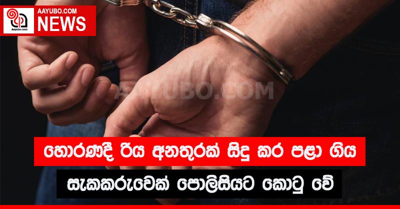 හොරණ දී රිය අනතුරක් සිදු කර පළා  ගිය සැකකරුවෙක් පොලිසියට කොටු වේ