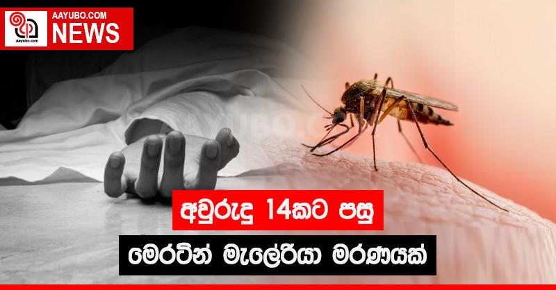 අවුරුදු 14 කට පසු මෙරටින් මැලේරියා මරණයක්