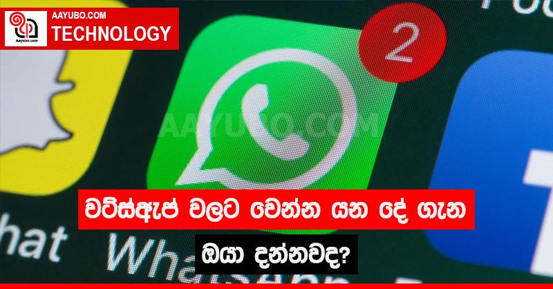 වට්ස්ඇප් වලට වෙන්න යන දේ ගැන ඔයා දන්නවද?