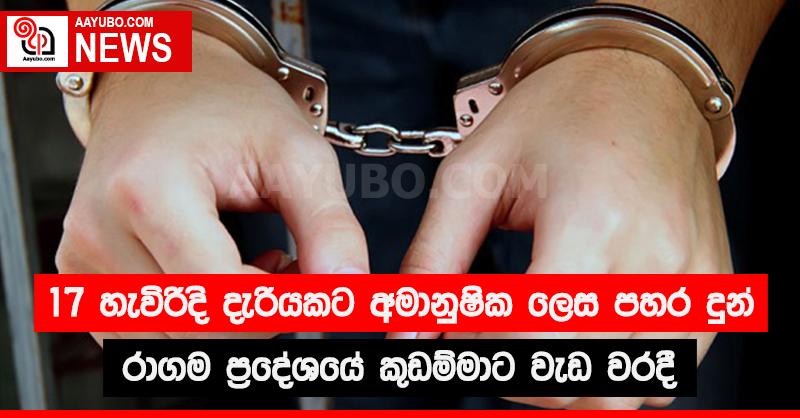 17 හැවිරිදි  දැරියකට අමානුෂික ලෙස පහර දුන් රාගම ප්‍රදේශයේ කුඩම්මාට වැඩ වරදී