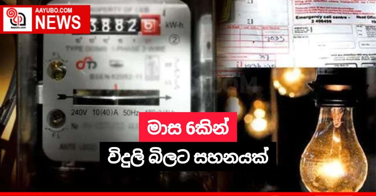 මාස 6කින් විදුලි බිලට සහනයක්