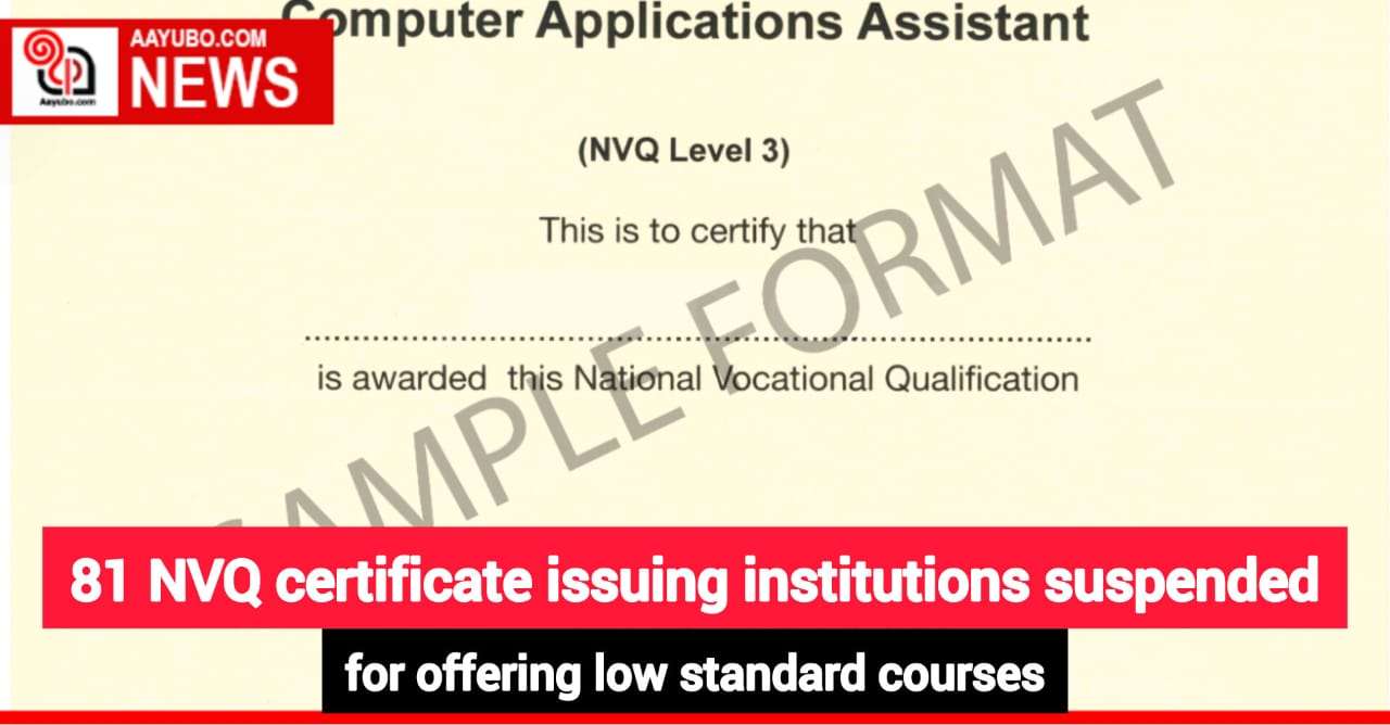 81 NVQ certificate issuing institutions suspended for offering low standard courses