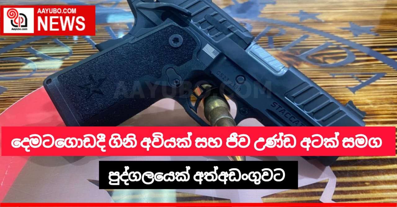 ගිනි අවියක් සහ ජීව උණ්ඩ අටක් සමඟ  පුද්ගලයෙක් අත්අඩංගුවට