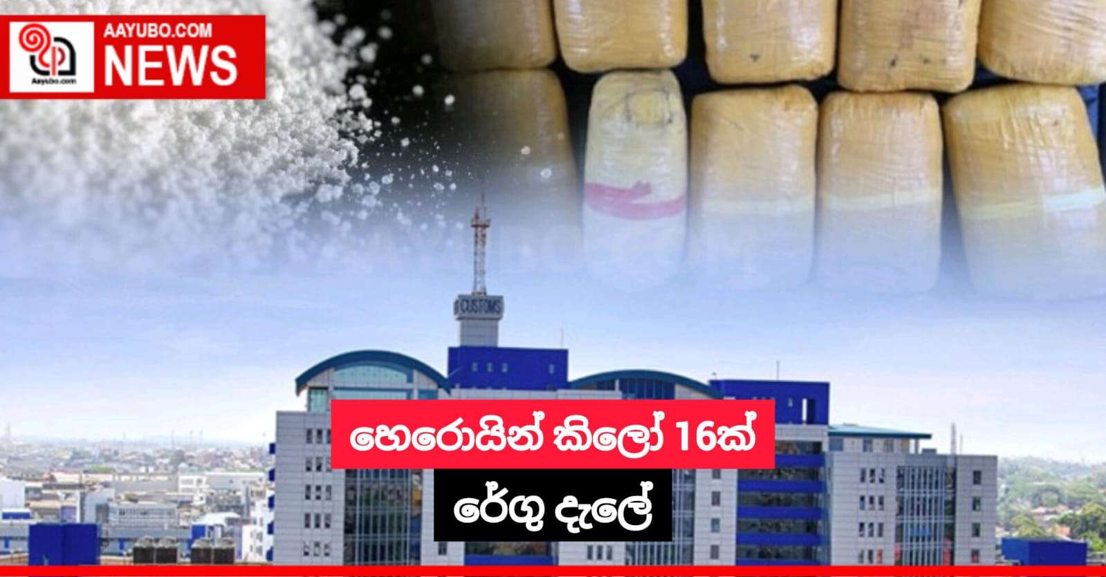 හෙරොයින් කිලෝ 16ක් රේගු දැලේ