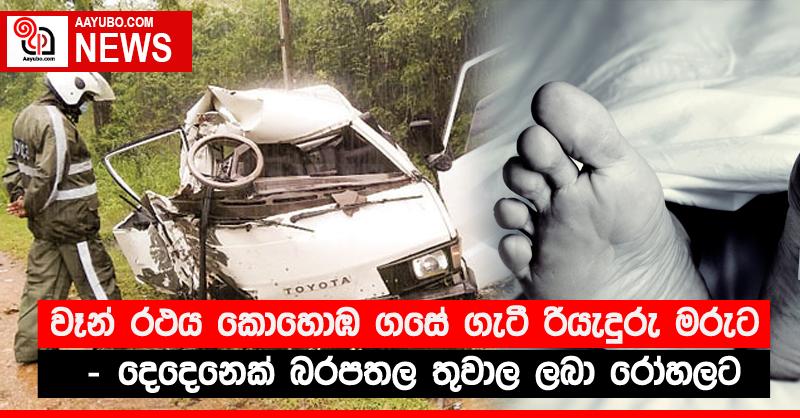 වෑන් රථය කොහොඹ ගසේ ගැටී රියැදුරු මරුට - දෙදෙනෙක් බරපතල තුවාල ලබා රෝහලට