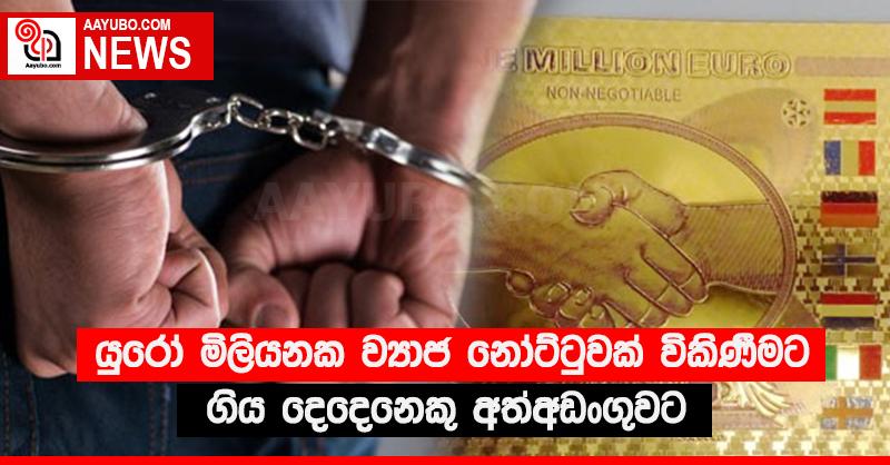 යුරෝ මිලියනක ව්‍යාජ නෝට්ටුවක් විකිණීමට ගිය දෙදෙනෙකු අත්අඩංගුවට