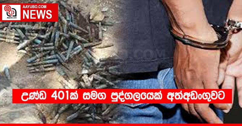 උණ්ඩ 401ක් සමග පුද්ගලයෙක් අත්අඩංගුවට
