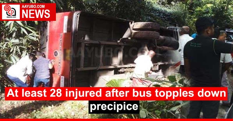 At least 28 injured after bus topples down precipice