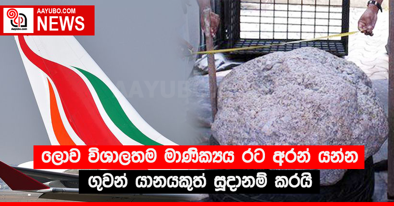 ලොව ලොකුම මාණික්‍යය රට අරන් යන්න ගුවන් යානයකුත් සූදානම් කරයි