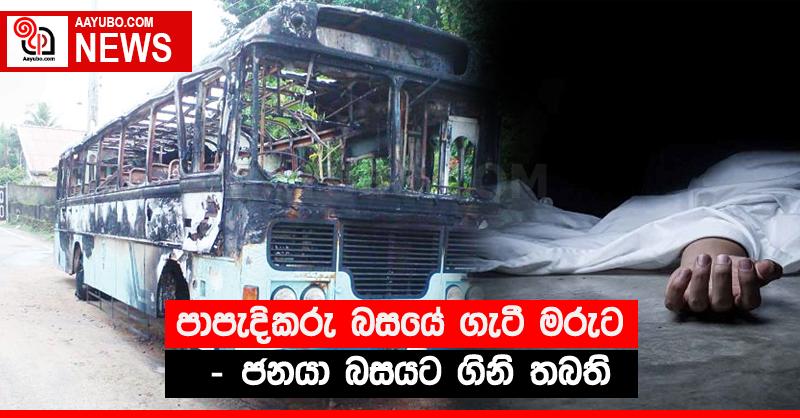 පාපැදිකරු බසයේ ගැටී මරුට - ජනයා බසයට ගිනි තබති