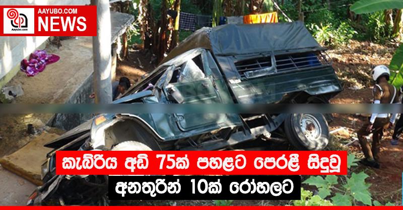 කැබ්රිය අඩි 75ක් පහළට පෙරළී සිදුවූ අනතුරින් 10ක් රෝහලට