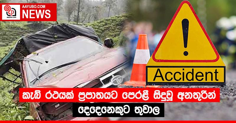කැබ් රථයක් ප්‍රපාතයට පෙරළී සිදුවූ අනතුරින් දෙදෙනෙකුට තුවාල