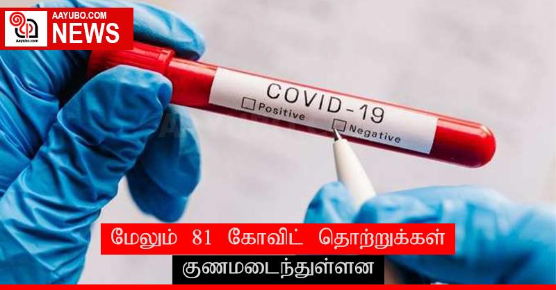 மேலும் 81 கோவிட் தொற்றுக்கள் குணமடைந்துள்ளன