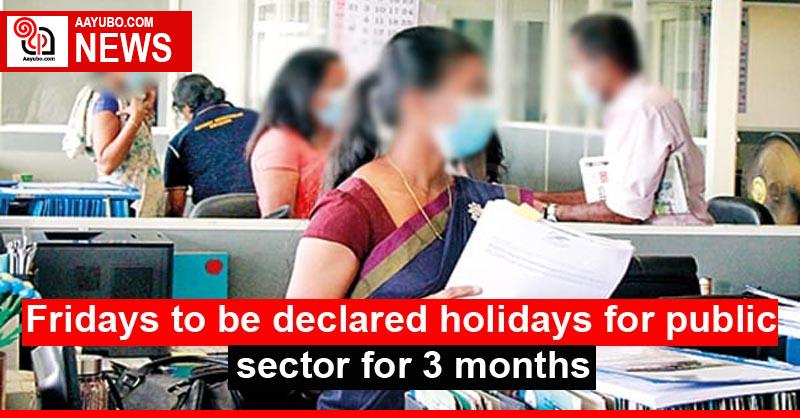 Fridays to be declared holidays for public sector for 3 months