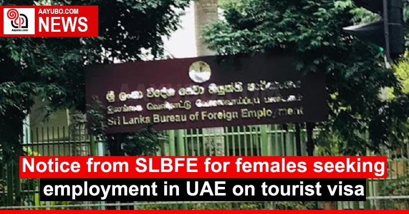 Notice from SLBFE for females seeking employment in UAE on tourist visa