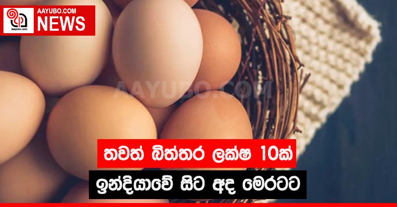 තවත් බිත්තර ලක්ෂ 10 ක් ඉන්දියාවේ සිට අද  මෙරටට