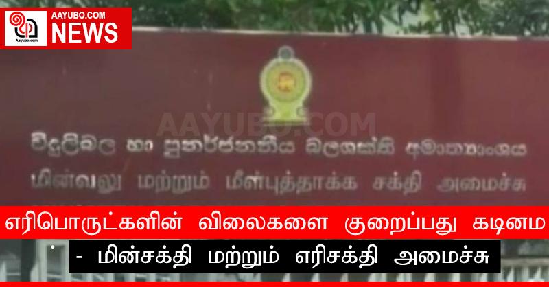 எரிபொருட்களின் விலைகளை குறைப்பது கடினம் - மின்சக்தி மற்றும் எரிசக்தி அமைச்சு