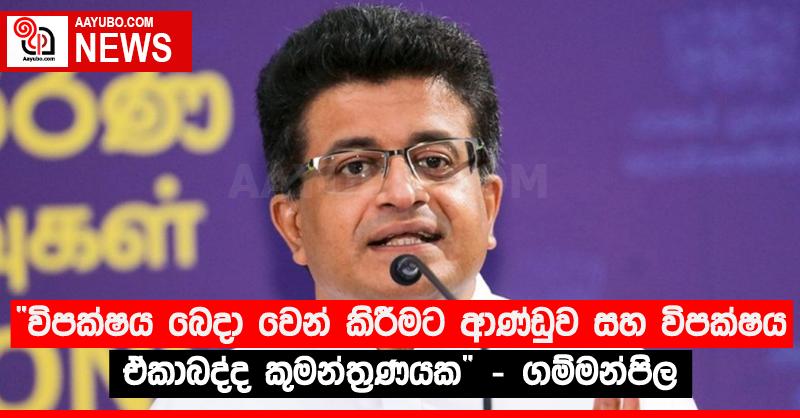 “විපක්ෂය බෙදා වෙන් කිරීමට ආණ්ඩුව සහ විපක්ෂය ඒකාබද්ද කුමන්ත්‍රණයක” - ගම්මන්පිල