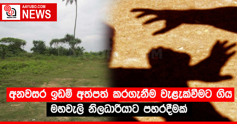 අනවසර ඉඩම් අත්පත් කරගැනීම වැළැක්වීමට ගිය මහවැලි නිලධාරියාට පහරදීමක්