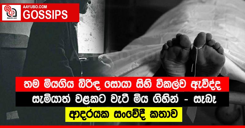 තම මියගිය බිරිඳ සොයා සිහි විකල්ව ඇවිද්ද සැමියාත් වළකට වැටී මිය ගිහින් - සෑබෑ ආදරයක සංවේදී කතාව