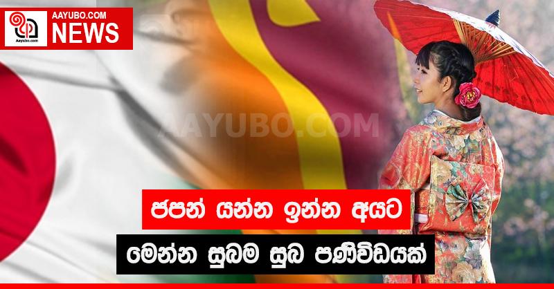 ජපන් යන්න ඉන්න අයට මෙන්න සුබම සුබ පණිවිඩයක්