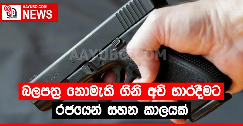 බලපත්‍ර නොමැති ගිනි අවි භාරදීමට රජයෙන් සහන කාලයක්