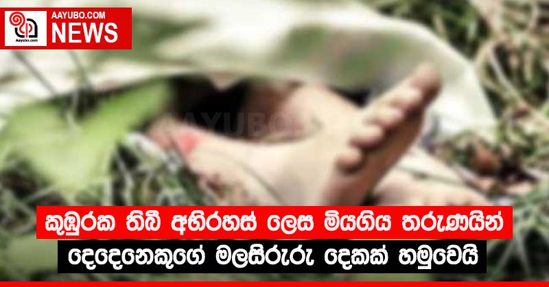 කුඹුරක තිබී අභිරහස් ලෙස මියගිය තරුණයින් දෙදෙනෙකුගේ මලසිරුරු දෙකක් හමුවෙයි