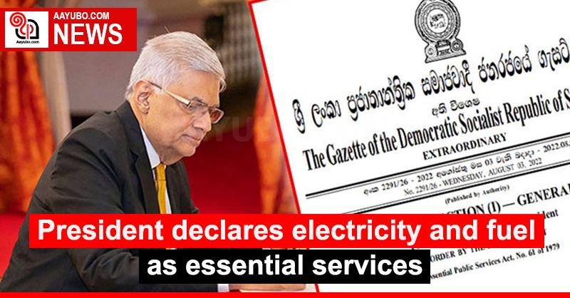 President declares electricity and fuel as essential services