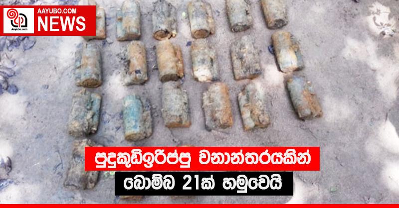පුදිකුඩිඉරිප්පු වනාන්තරයකින් බොම්බ 21ක් හමුවෙයි