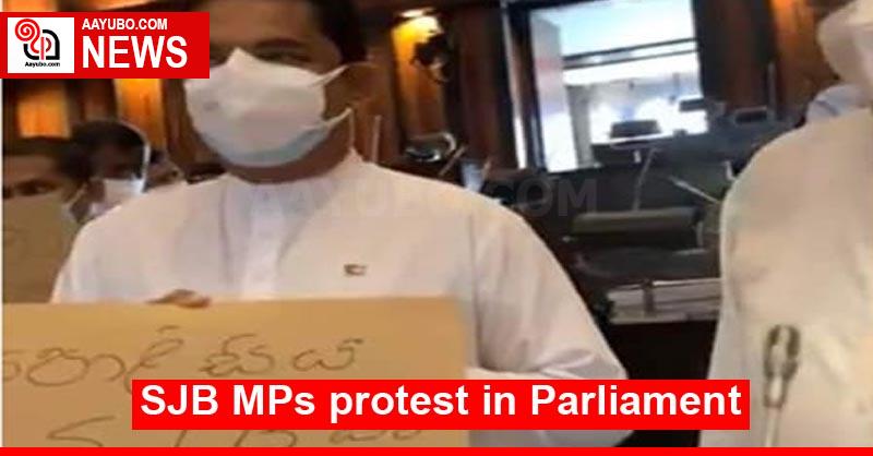 SJB MPs protest in Parliament