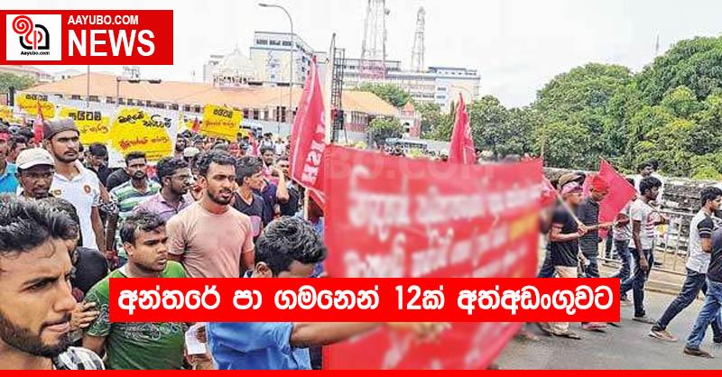 අන්තරේ පා ගමනෙන් 12ක් අත්අඩංගුවට 