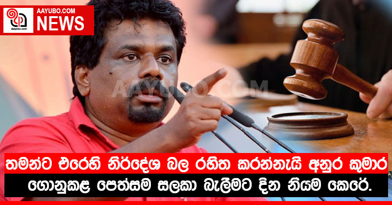 තමන්ට එරෙහි නිර්දේශ බල රහිත කරන්නැයි අනුර කුමාර ගොනුකළ පෙත්සම සලකා බැලීමට දින නියම කෙරේ