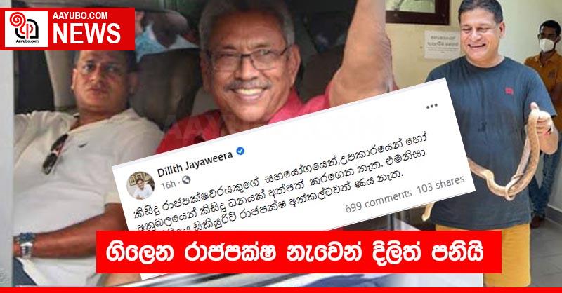 ගිලෙන රාජපක්ෂ නැවෙන් දිලිත් පනියි