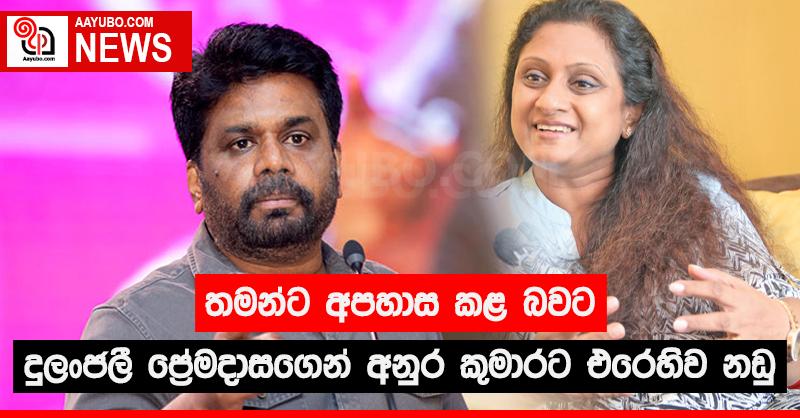 තමන්ට අපහාස කළ බවට චෝදනා කරමින් අනුර කුමාරට එරෙහිව දුලාංජලී නඩු මගට