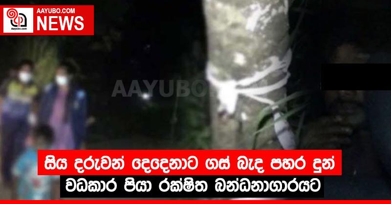 සිය දරුවන් දෙදෙනාට ගස් බැද පහර දුන් වධකාර පියා රක්ෂිත බන්ධනාගාරයට