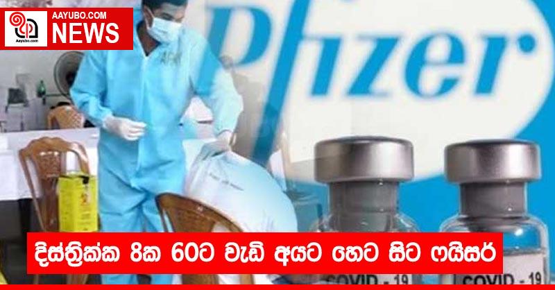 දිස්ත්‍රික්ක 8ක 60ට වැඩි අයට හෙට සිට ෆයිසර්