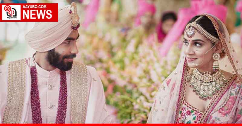 Jasprit  Sanjana & celebrate wedding on social media