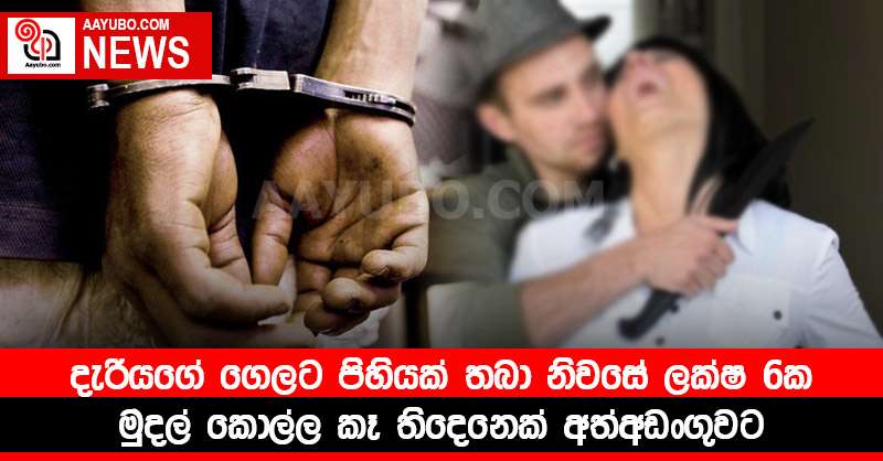 දැරියගේ ගෙලට පිහියක් තබා නිවසේ ලක්ෂ 6ක මුදල් කොල්ල කෑ තිදෙනෙක් අත්අඩංගුවට