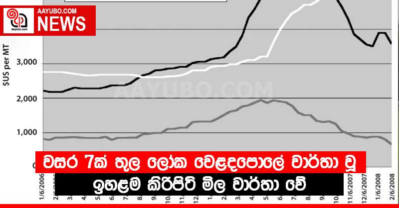 වසර 7ක් තුල ලෝක වෙළදපොලේ වාර්තා වූ ඉහළම කිරිපිටි මිල වාර්තා වේ