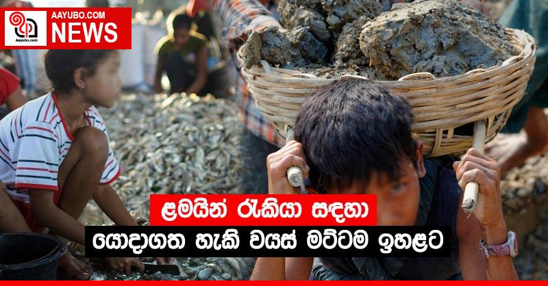 ළමයින් රැකියා සඳහා යොදාගත හැකි වයස් මට්ටම ඉහළට