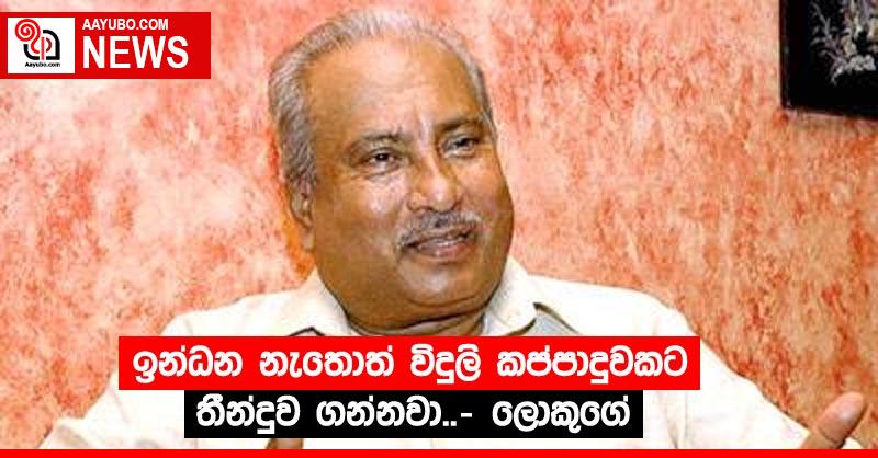 ඉන්ධන නැතොත් විදුලි කප්පාදුවකට තීන්දුව ගන්නවා..- ලොකුගේ