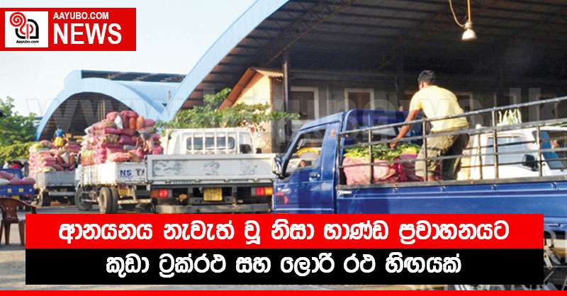 ආනයනය නැවැත් වූ නිසා භාණ්ඩ ප්‍රවාහනයට කුඩා ට්‍රක්රථ සහ ලොරි රථ හිඟයක්