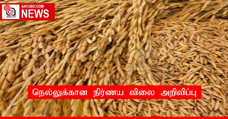 நெல்லுக்கான நிர்ணய விலை அறிவிப்பு