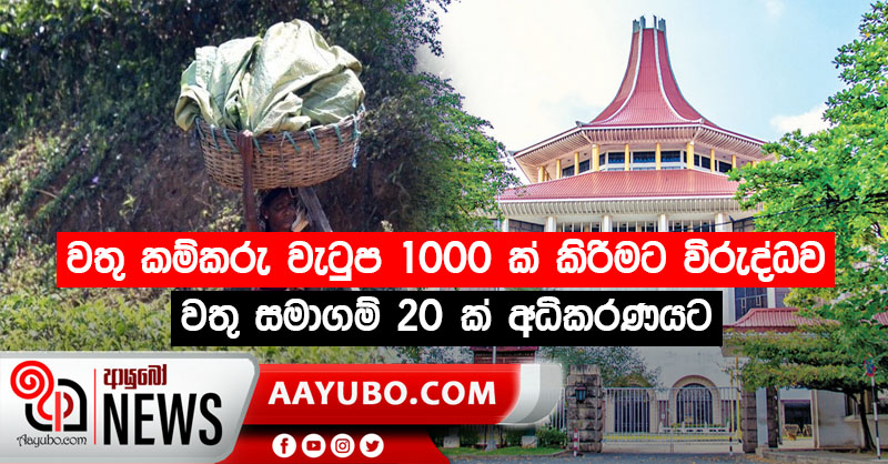 වතු කම්කරු වැටුප 1000 ක් කිරීමට විරුද්ධව වතු සමාගම් 20 ක් අධිකරණයට