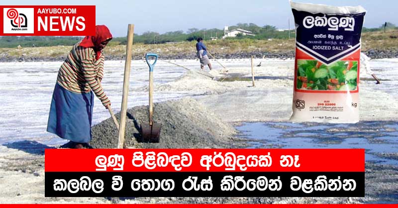 ලුණු පිළිබඳව අර්බුදයක් නෑ - කලබල වී තොග රැස් කිරීමෙන් වළකින්න