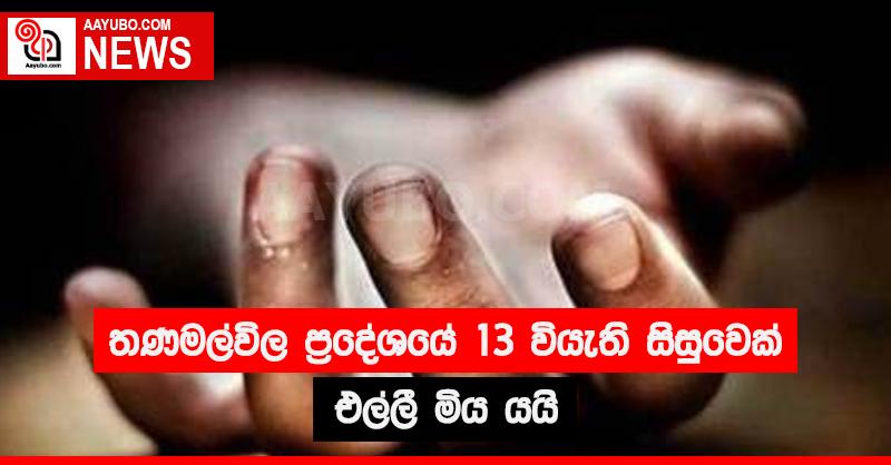 තණමල්විල ප්‍රදේශයේ 13 වියැති සිසුවෙක් එල්ලී මිය යයි