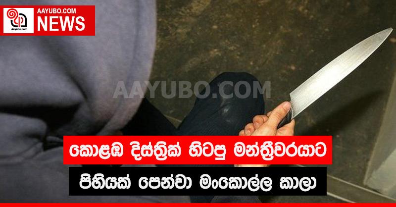 කොළඹ දිස්ත්‍රික් හිටපු මන්ත්‍රීවරයාට පිහියක් පෙන්වා මංකොල්ල කාලා