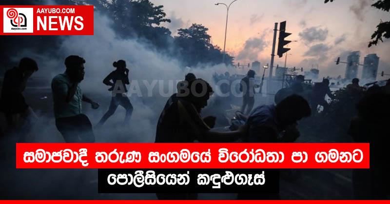 සමාජවාදී තරුණ සංගමයේ විරෝධතා පා ගමනට පොලීසියෙන් කඳුළුගෑස්