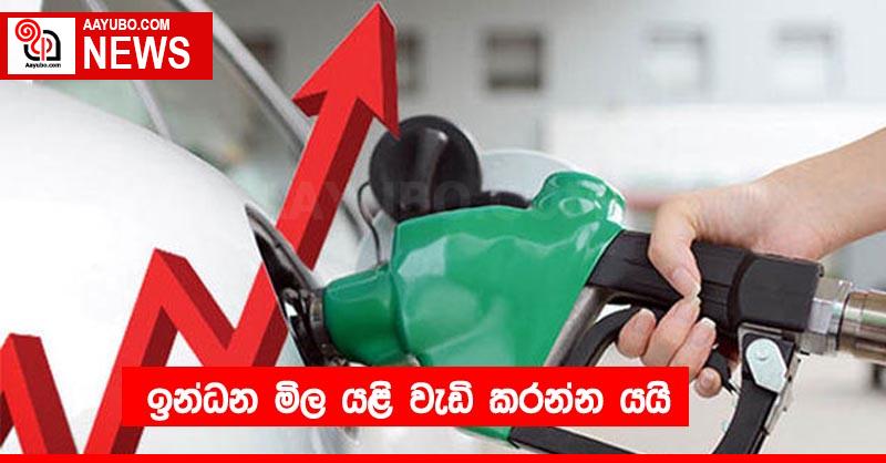 ඉන්ධන මිල යළි වැඩි කරන්න යයි