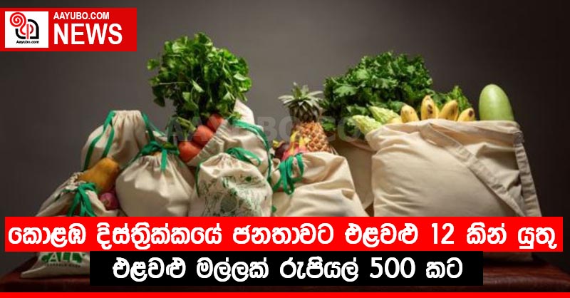 කොළඹ දිස්ත්‍රික්කයේ ජනතාවට එළවළු 12 කින් යුතු එළවළු මල්ලක් රුපියල් 500 කට